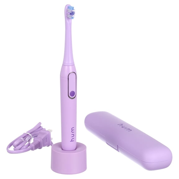 hum by Colgate Smart Electric Toothbrush Kit, Rechargeable Sonic Toothbrush with Travel Case, Purple