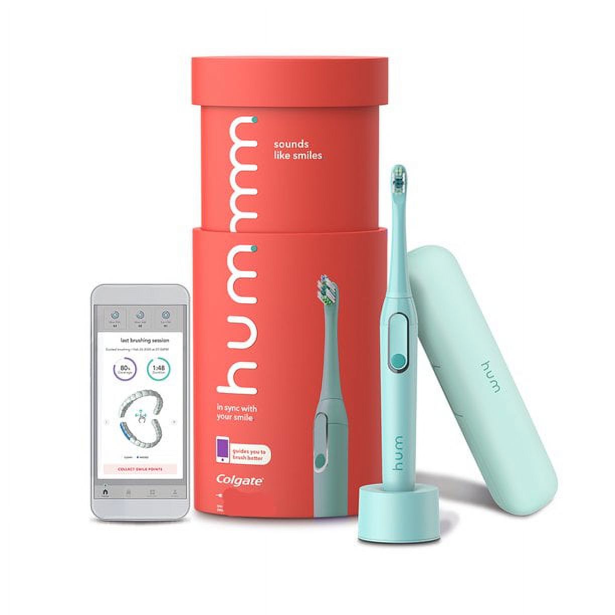 hum by Colgate Smart Electric Toothbrush, Rechargeable Sonic Toothbrush with Travel Case, Teal - image 1 of 11