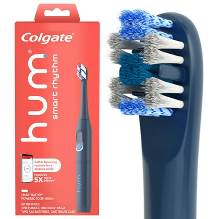 hum by Colgate Smart Rhythm Sonic Toothbrush Kit, Battery-Powered, Slate Grey