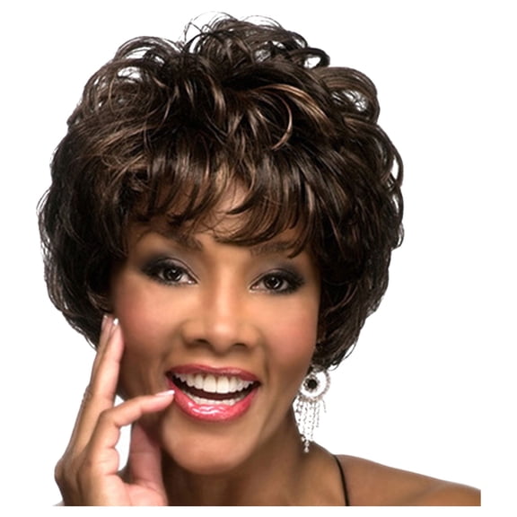human hair wigs for black women Popular pick lace front wigs human hair Slanted Bangs And Colored Short Curly Hair Headsets For Women Wavy Short Curly Hair Brown Suitable For Women's Wigs