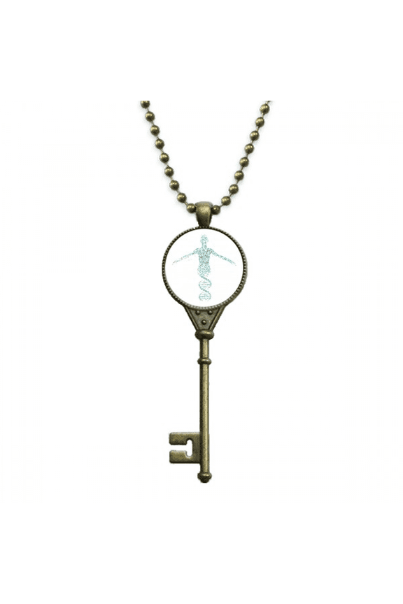 human molecular combination helix key necklace pendant tray embellished chain