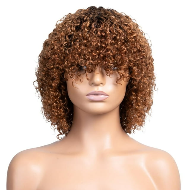 human wigs short water wave wig with bangs for black women WJM2368M 100