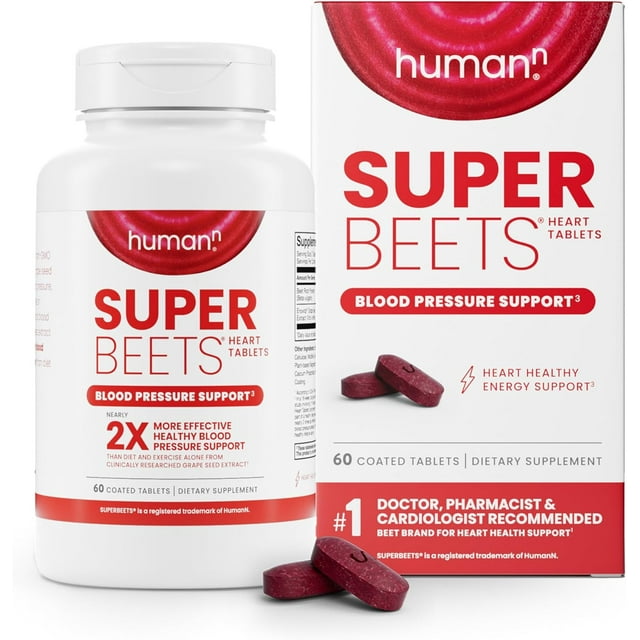 humanN SuperBeets Heart Tablets Smooth Coat 500mg, 60 Count