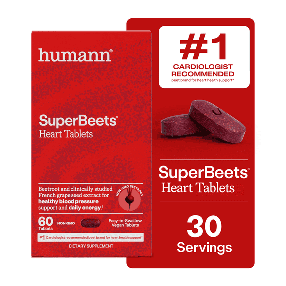 Humann SuperBeets Heart Tablets Smooth Coat 500mg, 60 Count