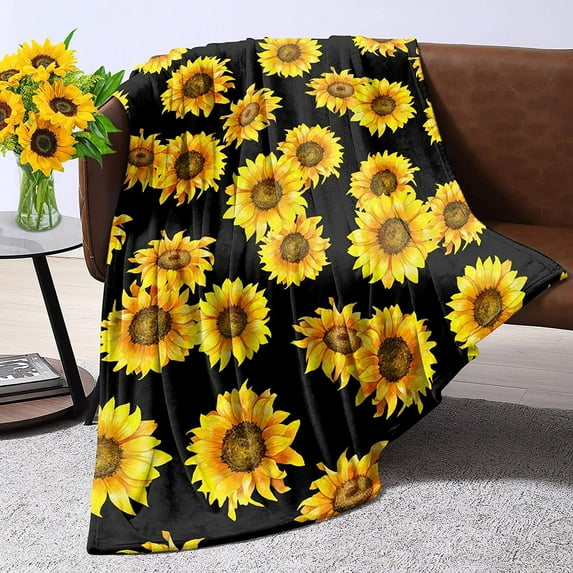 humcustom Sunflower Throw Blankets, Christmas Gift Sunflower Bedding Blanket, Lightweight Warm Sunflower Soft Blanket Thanksgiving Day Gift for Sofa Bed Couch Living Room Chair 60x50