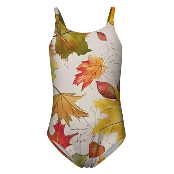 humcustom Yellow Leafs Children's One-piece Swimsuits S