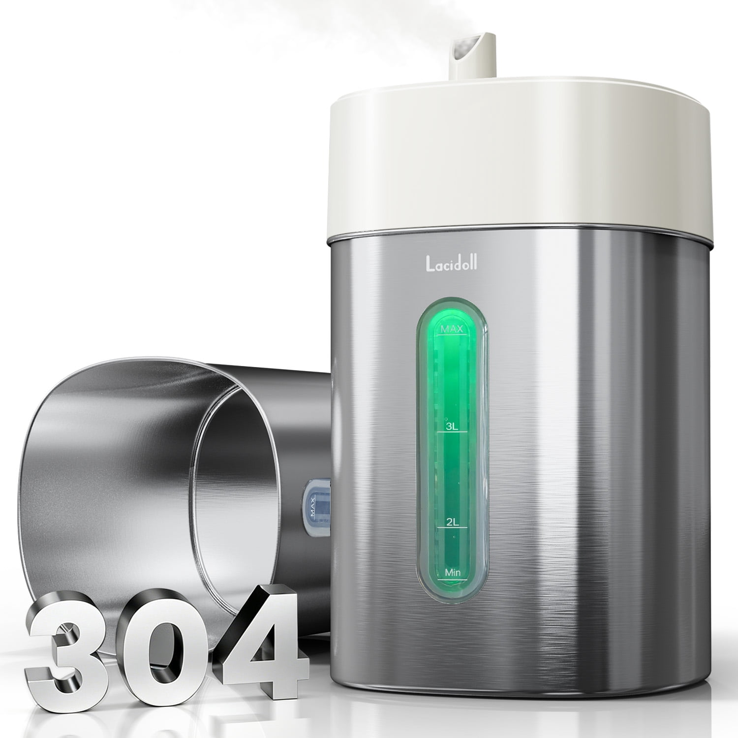 Stainless Steel Cool Mist Humidifier, 4L/1Gal Easy Clean, Dishwasher Safe, Quiet Humidifier for Bedroom, Baby Nursery, Rooms, up to 500 Sq ft