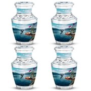 humming birds flying from hand Oasis of Serenity Tiny Keepsake - Calm Mini Urn for Peaceful Tribute Funeral Urns For Human Ashes - Memorial Urns 3 Inch, Set Of 4
