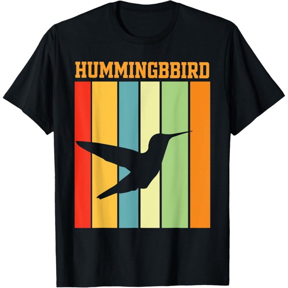 hummingbbird Shadow silhouette in Retro Colors T-Shirt men and women can wear, black, white, gifts