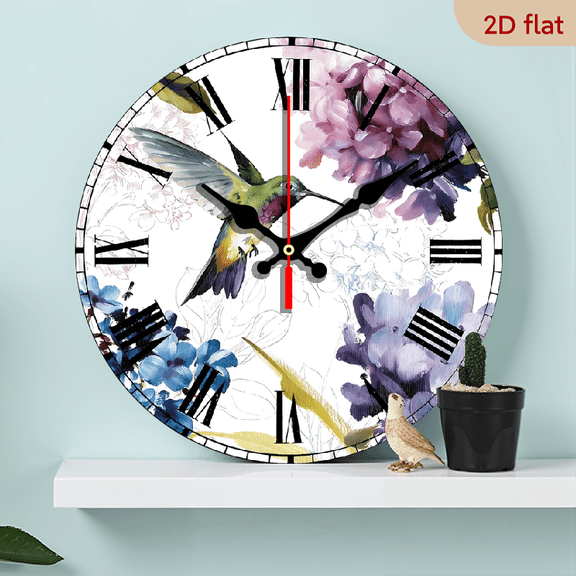 A hummingbird.1 pc wall clock.Accurate timing, frameless design, simple and elegant. Silent movement, silent walking, healthy sleep every day,10*10inch.