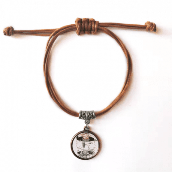 hundred years human life bracelet leather hide wristband brown jewelry