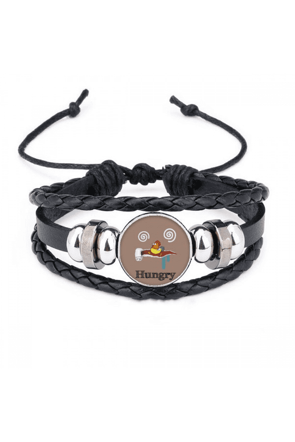 hungry brown emotion dizzy chicken bracelet braided leather woven wristband