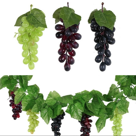huntermoon 6pcs/sets Realistic Simulation Vines Fruit Props Suitable For Kitchens Vivid Grape Parties Garden Home Artificial Fruits Decoration