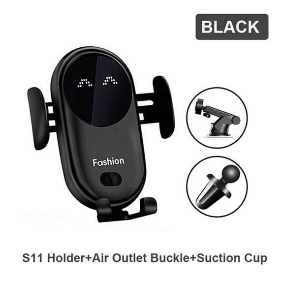 huntermoon Charger Mobile Phone Holder Wireless Charging Car Mount Automatic LED Infrared Sensor Portable Air Vent suction cup