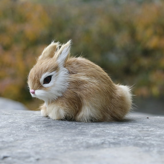 huntermoon Mini Rabbits Plush Realistic Animals Easter Bunny Model Toy Birthday Gift