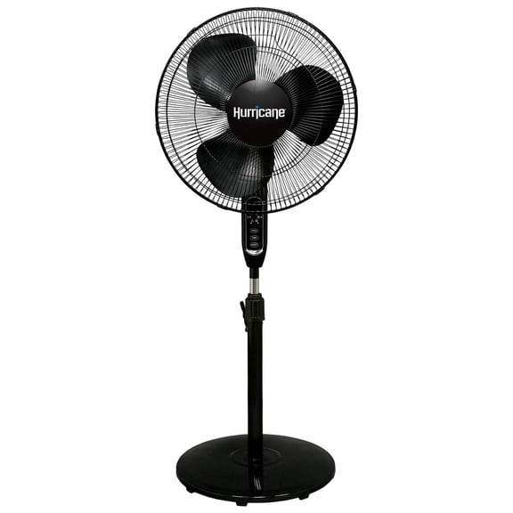 Hurricane Supreme 16 in. 3 Speed Oscillating Stand Up Fan w/Remote, Black