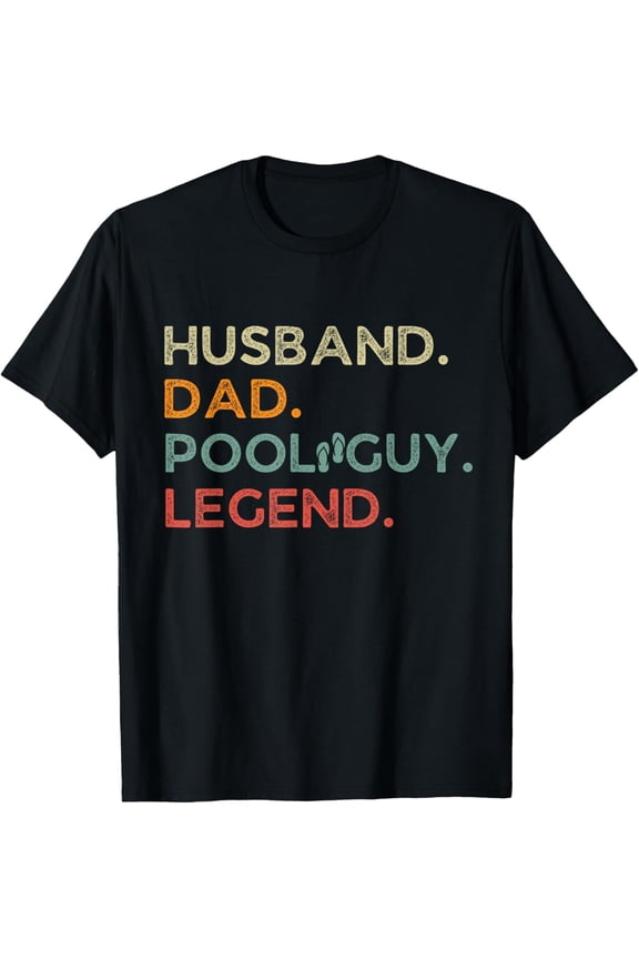 husband dad pool guy legend for swimming dads stepdads funny T-ShirtMen's and women's gift, black and white T-shirt, size: Extra large S-4XL