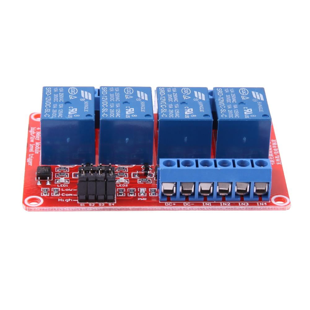 husxh 12V 4 Channel X Way Relay Module Maximum Load High and Low Level ...
