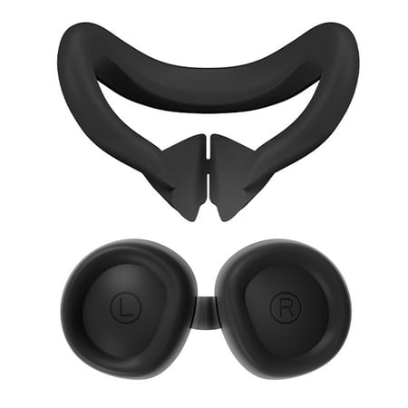 husxh 2 in 1 Silicone Facial Interface & Face Cover Pad Lightproof With Lens Protector Face Pad Mask & Face Cushion Sweatproof Washable Replacement for Meta/Oculus Quest 3 VR Accessories