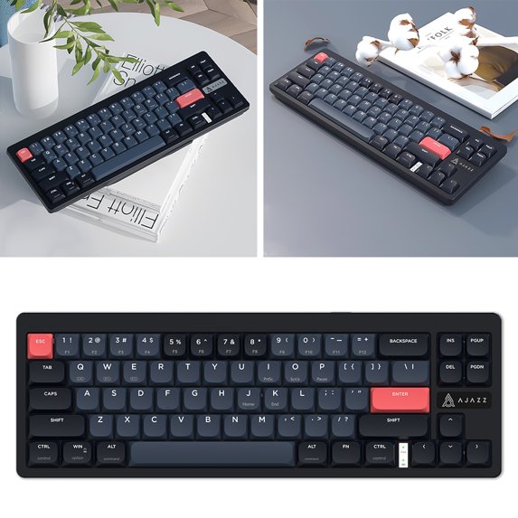 husxh 2.4G Bluetooth-compatible Wireless Gaming Keyboard Dual-Mode Mini Office Keyboard 68-key Rechargeable Keyboard for Windows Laptop PC Gamer