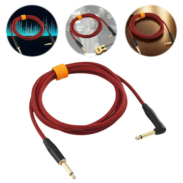 husxh 3 Meter Electric Guitar Cable Straight To Right Angle 1/4 Inch TS