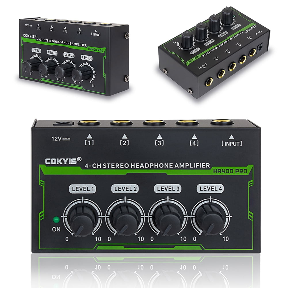 husxh 4Channel Mini Headphone Amplifier with Power Adapter Ultra