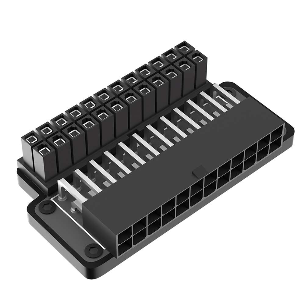 Adattatore ATX 24 Pin 90° Con ARGB 5V 3 Pin – Connettore Di Alimentazione Per Scheda Madre, Nero