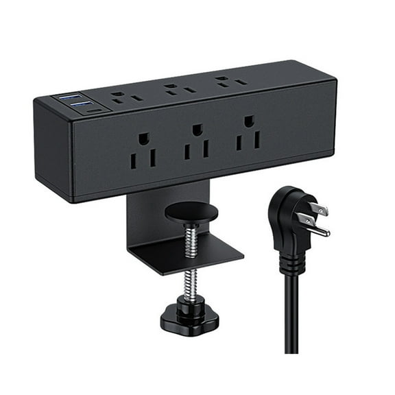 husxh Desktop Edge Power Outlets with USB Ports Removable Desktop Mount Multi-Outlets 8/6 AC Outlet and 6.6ft Power Cord Fit 1.6in Tabletop Edge