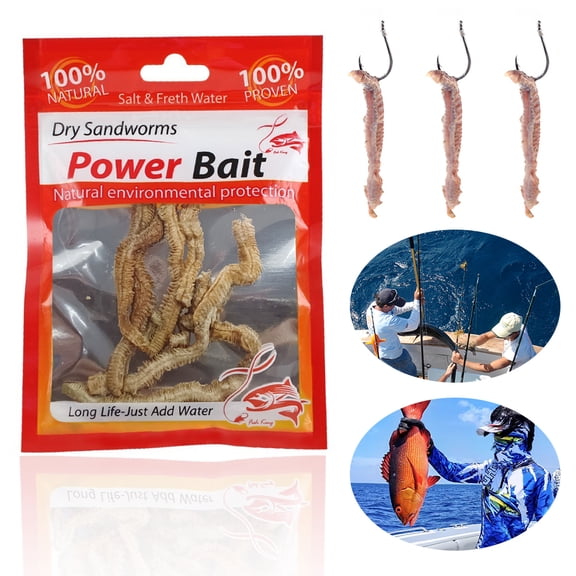 husxh Dry Sandworms Fishing Lures Artificial Bait for Saltwater And Freshwater Fishing