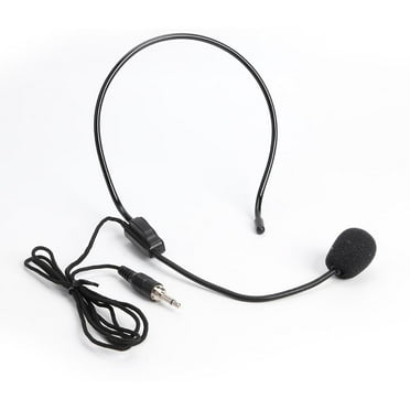 husxh Head Mounted Headset Microphone 3.5mm Wired Mini Condenser Mic for Loud Speaker
