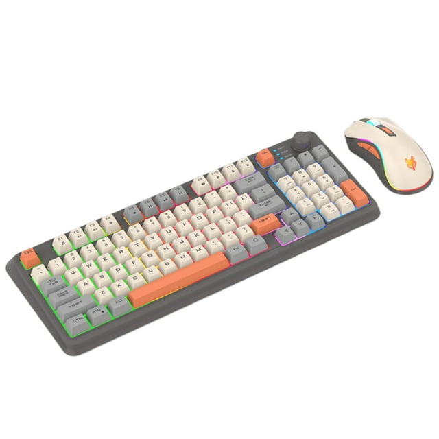 husxh K82 Mechanical Keyboard USB Port with Mouse Luminous Keyboard RGB Light Hot-Swappable Keyboard Personalized Keypad for Notebook Laptop Desktop