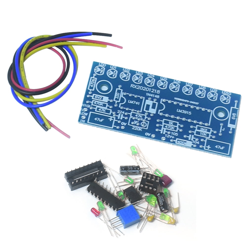 husxh LM3915 10 LED VU Meter Preamp Power Amplifier Electronic Audio ...