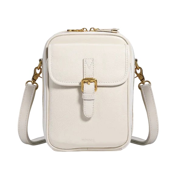 husxh Leather Small Crossbody Cell Phone Bag Women Men Versatile Shoulder Purse(white)