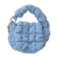 thumbnail image 1 of husxh Puffer Tote Bag for Women Quilted Handbag Nylon Clutch Purse for Travel (Blue), 1 of 9