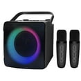 husxh RGB Light Portable Karaoke Speaker Dual Wireless Microphone