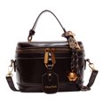 thumbnail image 1 of husxh Retro Leather Bucket Bag for Women Zipper Closure Shoulder Purses (Coffee ), 1 of 9