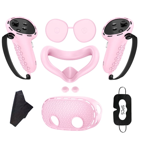 Silicone Cover Set Controller Grips VR Shell Cover VR Silicone Case Face Cover Lens Cover for Meta Quest 3S VR Headset Accessories