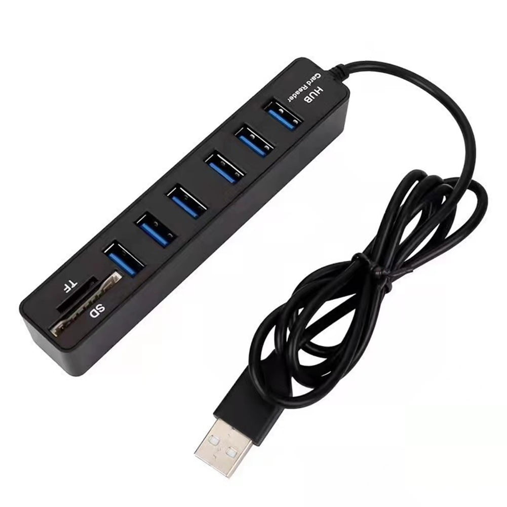 husxh USB 6 Port Hub Multi Splitter Port High Speed Transmission Memory