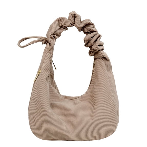 husxh Women Corduroy Hobo Handbag Ruched Shoulder Bag Adjustable Strap Slouchy Tote Bag with Zipper Hobo Purse for Work Travel
