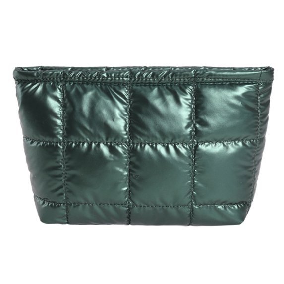 husxh Women Makeup Bag Padded Quilted Makeup Storage Bag Large Capacity Makeup Organizer Bag Solid Color Travel Cosmetic Bag
