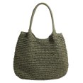 thumbnail image 1 of husxh Women Vintage Shoulder Bag Large Capacity Retro Straw Handbag Hasp Closure Simple Weaving Handbag Ladies Summer Daily Bag, 1 of 9