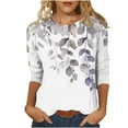 thumbnail image 1 of hxobax 3/4 Length Sleeve Tops for Womens Summer Cute Tshirts Floral Print Tunic Top Pullover Blouses, 1 of 5