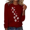 thumbnail image 1 of hxobax Cute Heart Paw Shirts for Women Fall Long Sleeve Top Casual Crewneck Pullover Tunic Tee Shirt, 1 of 5