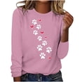 thumbnail image 1 of hxobax Cute Heart Paw Shirts for Women Fall Long Sleeve Top Casual Crewneck Pullover Tunic Tee Shirt, 1 of 5