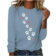 thumbnail image 1 of hxobax Cute Heart Paw Shirts for Women Fall Long Sleeve Top Casual Crewneck Pullover Tunic Tee Shirt, 1 of 5