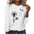 thumbnail image 1 of hxobax Cute Long Sleeve Tops for Womens Juniors Teens Fall Tshirts Dandelion Print Tunic Tee Blouses, 1 of 5