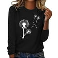 thumbnail image 1 of hxobax Cute Long Sleeve Tops for Womens Juniors Teens Fall Tshirts Dandelion Print Tunic Tee Blouses, 1 of 5
