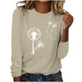 thumbnail image 1 of hxobax Cute Long Sleeve Tops for Womens Juniors Teens Fall Tshirts Dandelion Print Tunic Tee Blouses, 1 of 5
