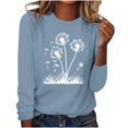 thumbnail image 1 of hxobax Cute Tee Women Fall Tops Dandelion Floral Basic Tshirts Crewneck Long Sleeve Shirts Tunic Top, 1 of 5