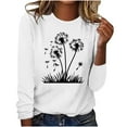 thumbnail image 1 of hxobax Cute Tee Women Fall Tops Dandelion Floral Basic Tshirts Crewneck Long Sleeve Shirts Tunic Top, 1 of 5
